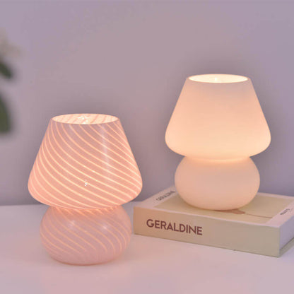 Floroux Lampe de table en verre champignon design rétro | Lumière nocturne LED | Lumière chaude | Lumière d'ambiance | Décoration pour la maison