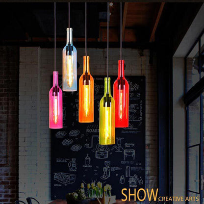 Floroux Antique Glass Suspension | Wine Bottle Design | Vintage Lighting for Dining Room and Kitchen