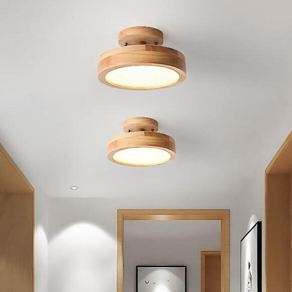 Floroux Glow Plafonnier rond LED avec accent en bois