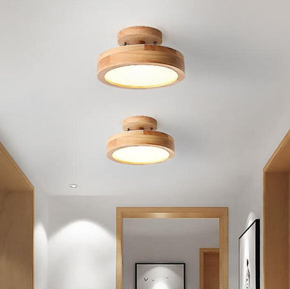 Floroux Glow Plafonnier rond LED avec accent en bois
