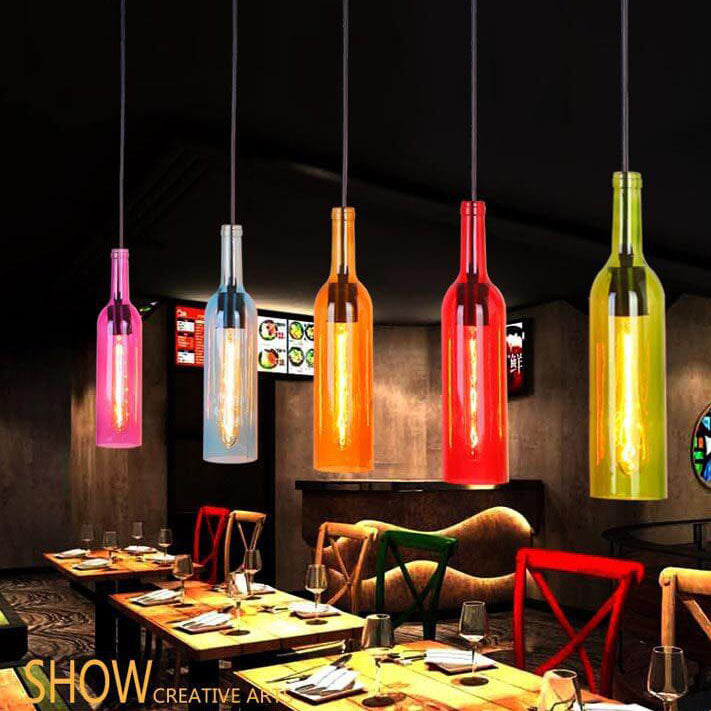 Floroux Antique Glass Suspension | Wine Bottle Design | Vintage Lighting for Dining Room and Kitchen