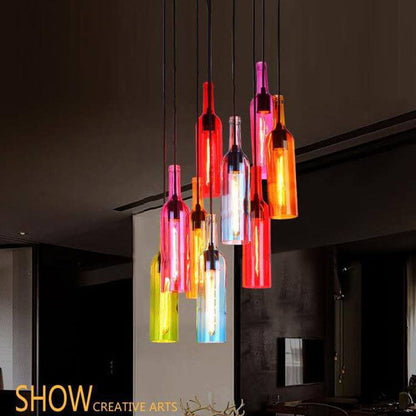 Floroux Antique Glass Suspension | Wine Bottle Design | Vintage Lighting for Dining Room and Kitchen