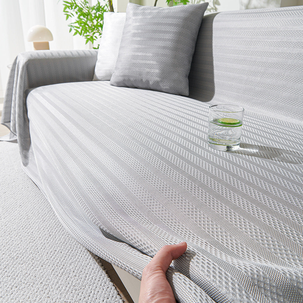 Couverture de canapé d'été fraîche rayée