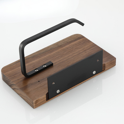 Porte-papier toilette élégant monté au mur - en bois de noyer et en inox