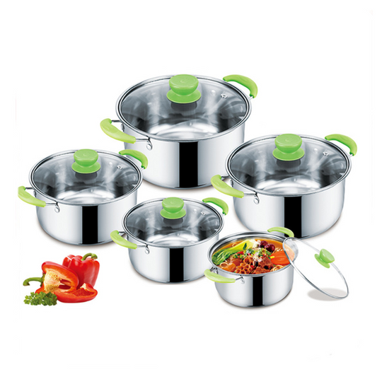 Floroux | set de 5 casseroles en acier inoxydable