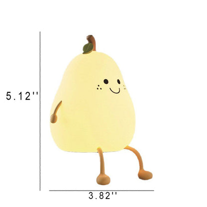 Floroux Lampe de nuit LED créative | Forme de poire en silicone | Lampe de table USB | Lumière d'ambiance sept couleurs