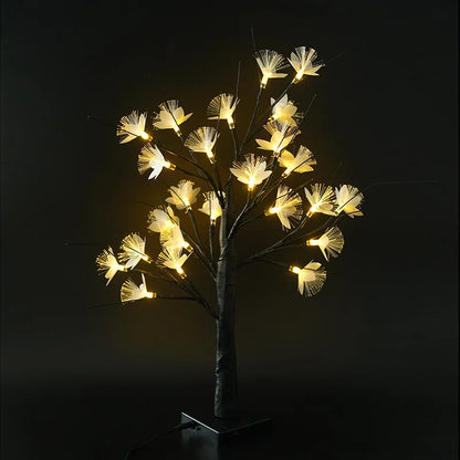 Floroux Lumière d'arbre à fleurs en fibre optique en bouleau