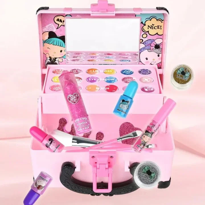 Set de maquillage de princesse pour enfants - Kit cosmétique sûr et non toxique avec rouge à lèvres et ombre à paupières