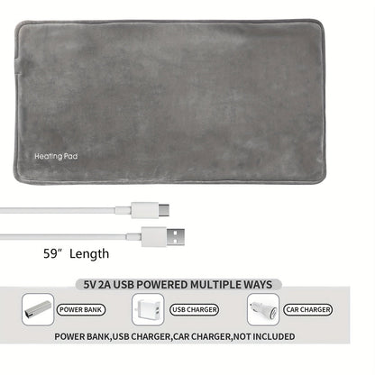 Couverture chauffante électrique USB - Couverture en polaire imperméable, grise, 10W