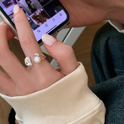 Elin Anneau de haricot perlé réglable - Élégant et stylé