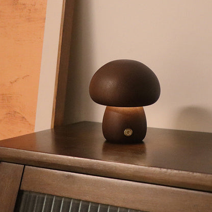 Lampe de table nuit champignon en bois