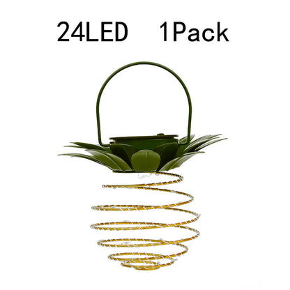 Floroux Lampe à Ananas | Lampe de jardin solaire LED | Fil de cuivre | Étanche pour extérieur | Lumières décoratives suspendues