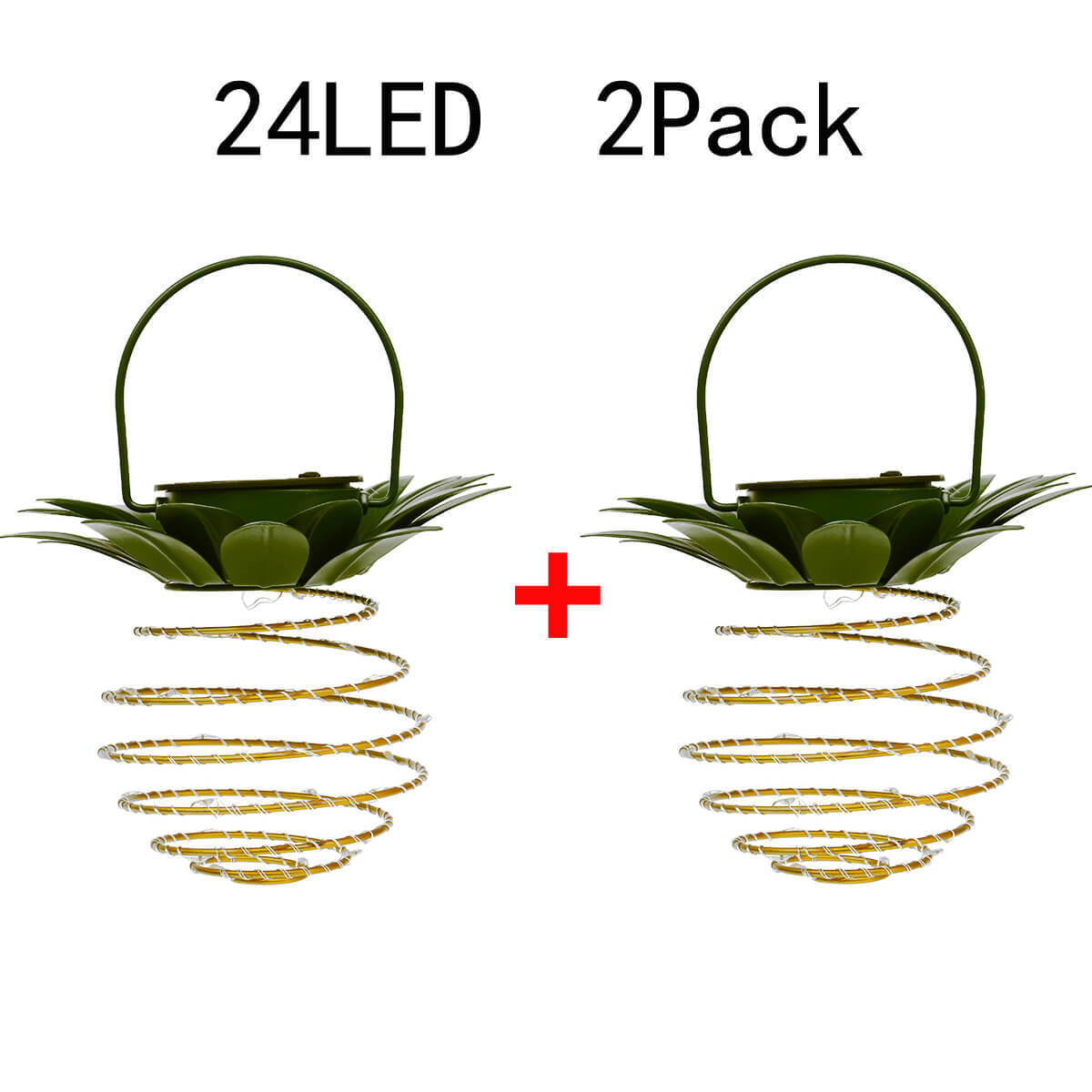 Floroux Lampe à Ananas | Lampe de jardin solaire LED | Fil de cuivre | Étanche pour extérieur | Lumières décoratives suspendues