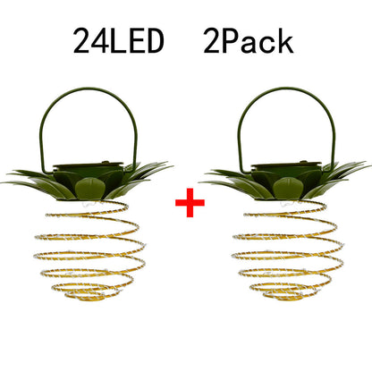 Floroux Lampe à Ananas | Lampe de jardin solaire LED | Fil de cuivre | Étanche pour extérieur | Lumières décoratives suspendues