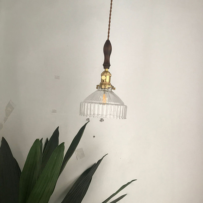 Élégance Loft - Lampe Suspendue en Verre Strié Transparent