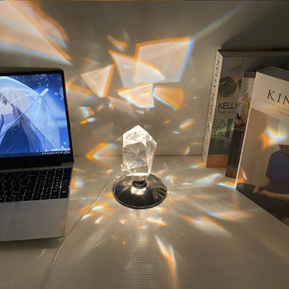 Floroux Diamant Crystal LED Lampe de table | Lumière d'ambiance luxueuse | Changement de 3 ou 16 couleurs | Lampe de nuit sans fil