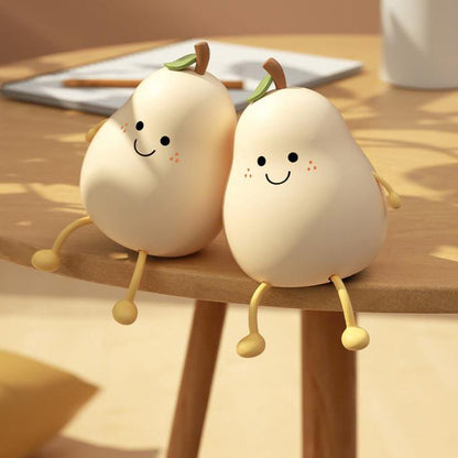 Floroux Lampe de nuit LED créative | Forme de poire en silicone | Lampe de table USB | Lumière d'ambiance sept couleurs