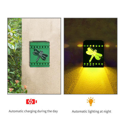 Floroux Rétro Lampe Murale Solaire | Design en Boîte Carré | Fer Vieilli | Éclairage Extérieur LED