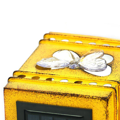 Floroux Rétro Lampe Murale Solaire | Design en Boîte Carré | Fer Vieilli | Éclairage Extérieur LED