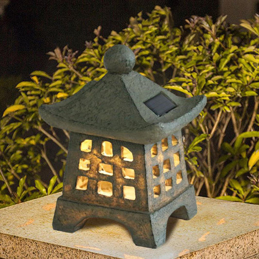 Floroux Pagoda Solar Light | Outdoor Resin Housing | Decorative Garden Light | Landscape Lighting