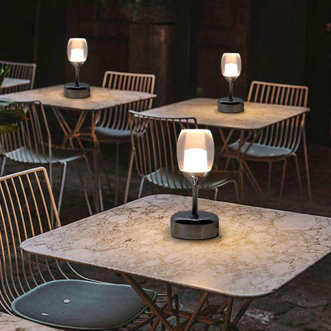 Lampe de nuit LED USB en verre à vin Chrome