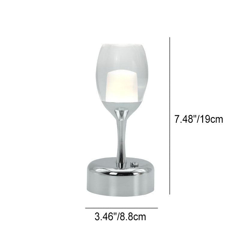 Lampe de nuit LED USB en verre à vin Chrome