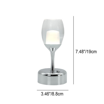 Lampe de nuit LED USB en verre à vin Chrome