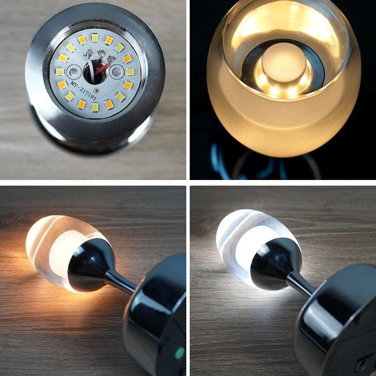 Lampe de nuit LED USB en verre à vin Chrome