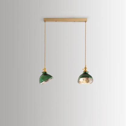 Floroux Chandelier Vintage Nordic | Brass & Green Glass | Pendant Lamp 1/2/3 Lights | Elegant Design