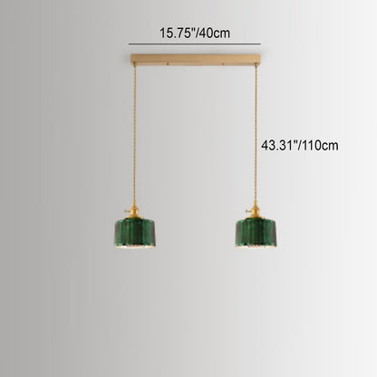 Floroux Chandelier Vintage Nordic | Brass & Green Glass | Pendant Lamp 1/2/3 Lights | Elegant Design
