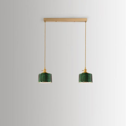 Floroux Chandelier Vintage Nordic | Brass & Green Glass | Pendant Lamp 1/2/3 Lights | Elegant Design