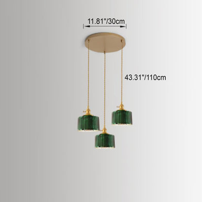 Floroux Chandelier Vintage Nordic | Brass & Green Glass | Pendant Lamp 1/2/3 Lights | Elegant Design