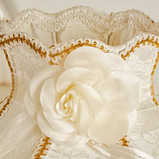 Floroux European Table Lamp | Traditional Design | Resin Vase | Fabric Shade | Bedroom Lighting