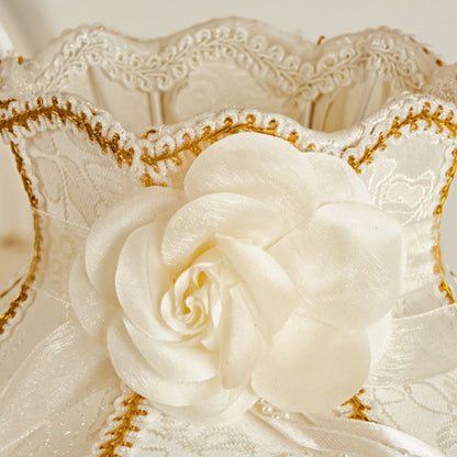 Floroux European Table Lamp | Traditional Design | Resin Vase | Fabric Shade | Bedroom Lighting