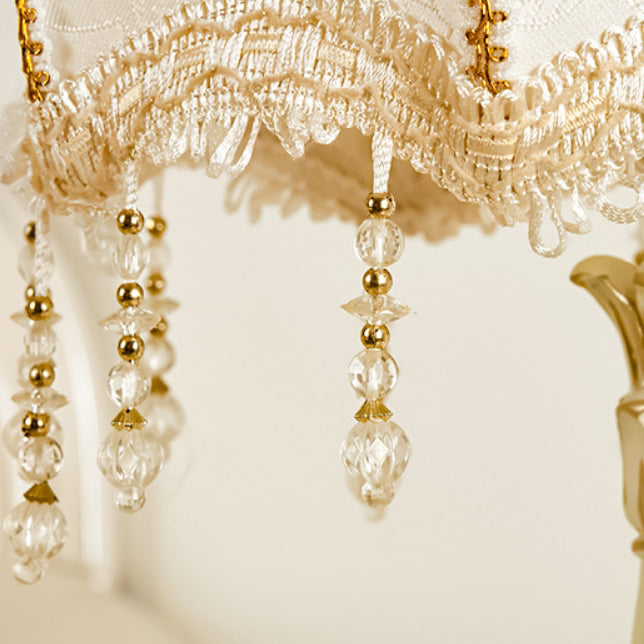 Floroux European Table Lamp | Traditional Design | Resin Vase | Fabric Shade | Bedroom Lighting