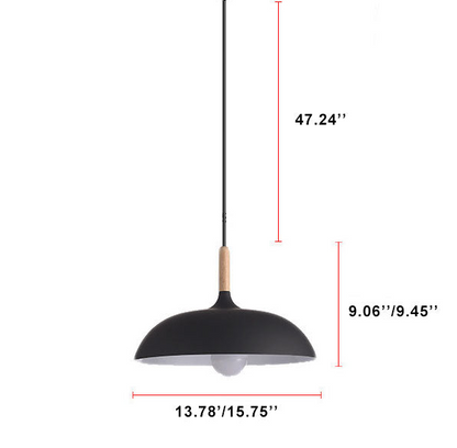 Floroux Modern Pendant Light | Wood-Metal Design | LED Lamp | Dome Style | Various Sizes and Colors