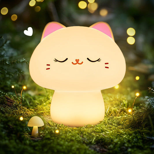 Lampe de nuit en silicone chat champignon - Cadeau parfait pour les enfants et les filles