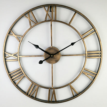 Grande horloge murale rétro en fer - Élégance intemporelle