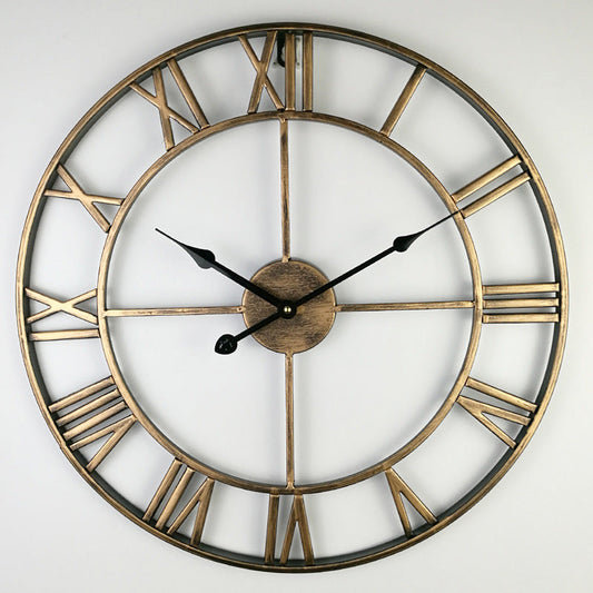 Grande horloge murale rétro en fer - Élégance intemporelle