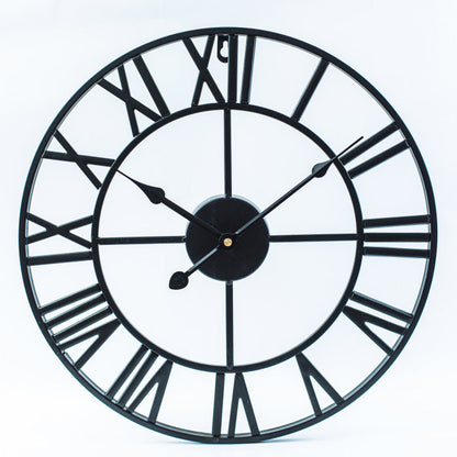 Grande horloge murale rétro en fer - Élégance intemporelle