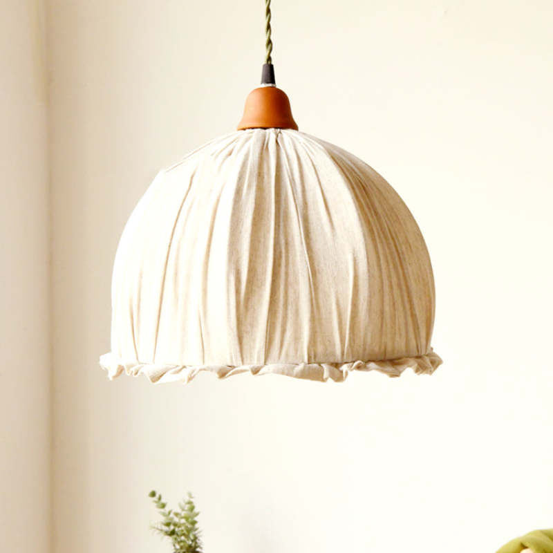 Floroux - Lampe suspendue LED scandinave en tissu beige