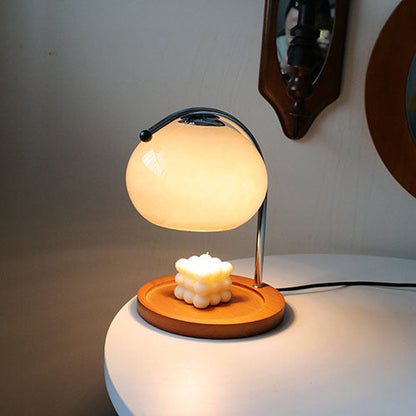 Floroux Lampe en verre vintage avec socle en bois | Cire fondue | Variateur | Luminaires d’ambiance | Décor pour la maison