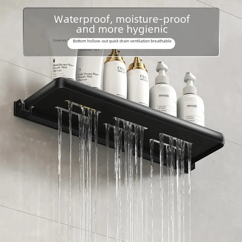 Étagère flottante rectangulaire pliable en métal multi-usage 1pc Noir