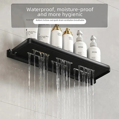 Étagère flottante rectangulaire pliable en métal multi-usage 1pc Noir