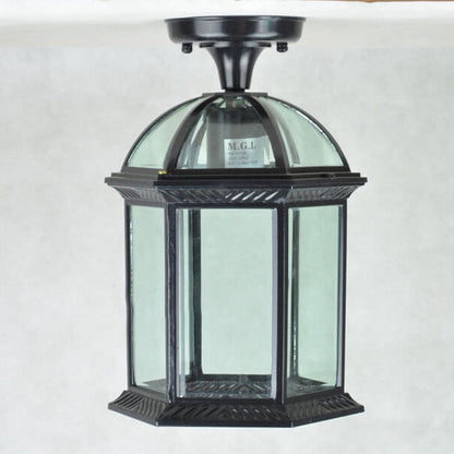 Floroux Outdoor Ceiling Light | Waterproof | Hexagonal Design | Semi-Recessed Mounting