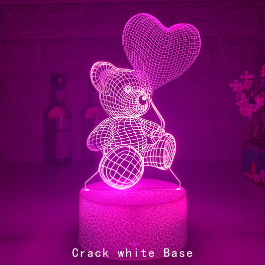 3D Cœur Ours USB LED Lampe de Nuit