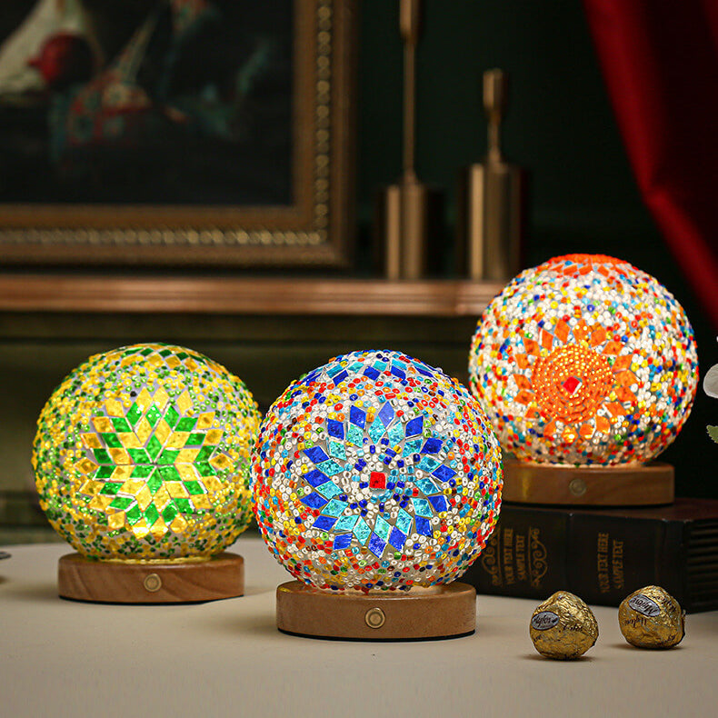 LumineuseBohème – Lampe de Table LED USB au Design en Verre Orbital – Éclairage Chaleureux