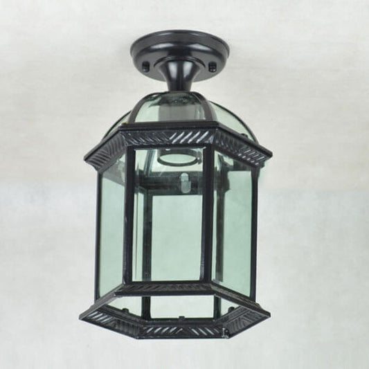 Floroux Outdoor Ceiling Light | Waterproof | Hexagonal Design | Semi-Recessed Mounting
