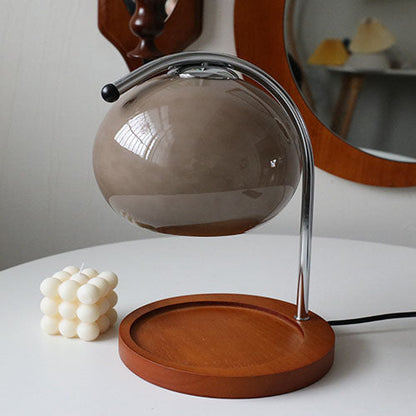 Floroux Lampe en verre vintage avec socle en bois | Cire fondue | Variateur | Luminaires d’ambiance | Décor pour la maison