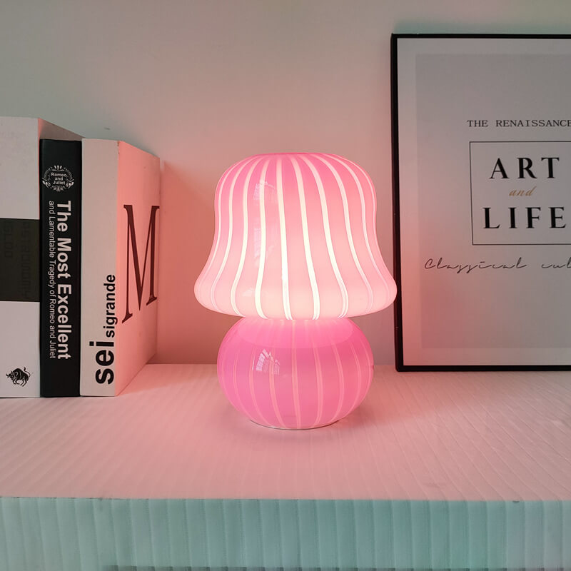 Floroux Lampe de Table en Verre | Design Français | Fait Main | Forme de Champignon | Décoration & Éclairage